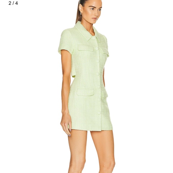 Self-Portrait Lime Boucle Mini Dress - Picture 6 of 8